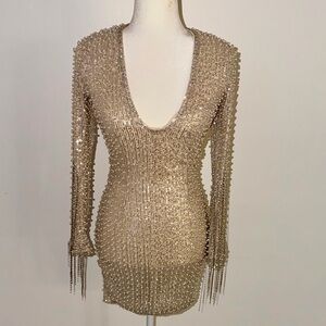 Shimmering Gold “Goddess”Metallic Evening Goddess Dress - Size X-Small